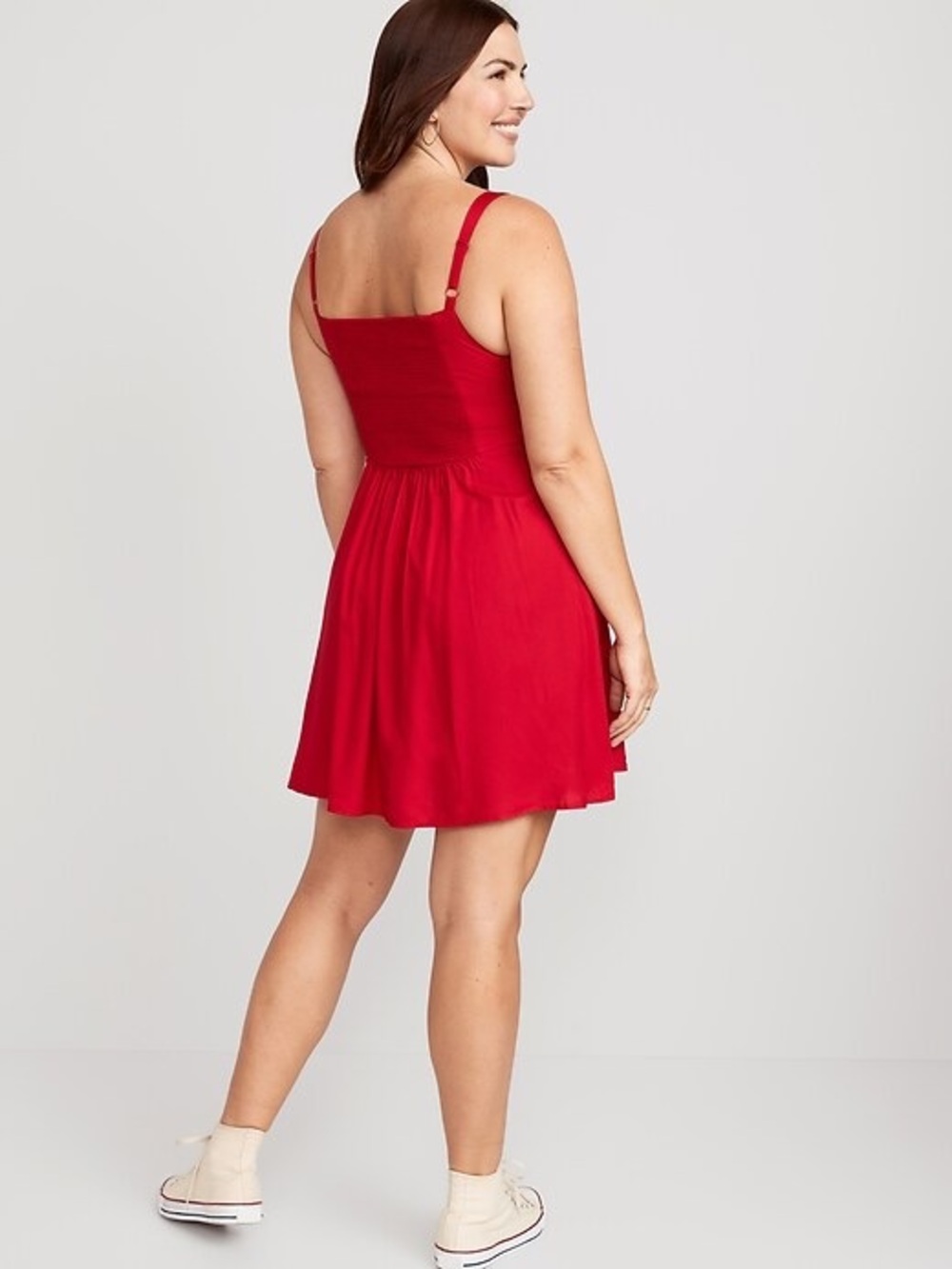 Old Navy Red Fit & Flare Smocked Sleeveless Mini Dress Adjustable Straps size M